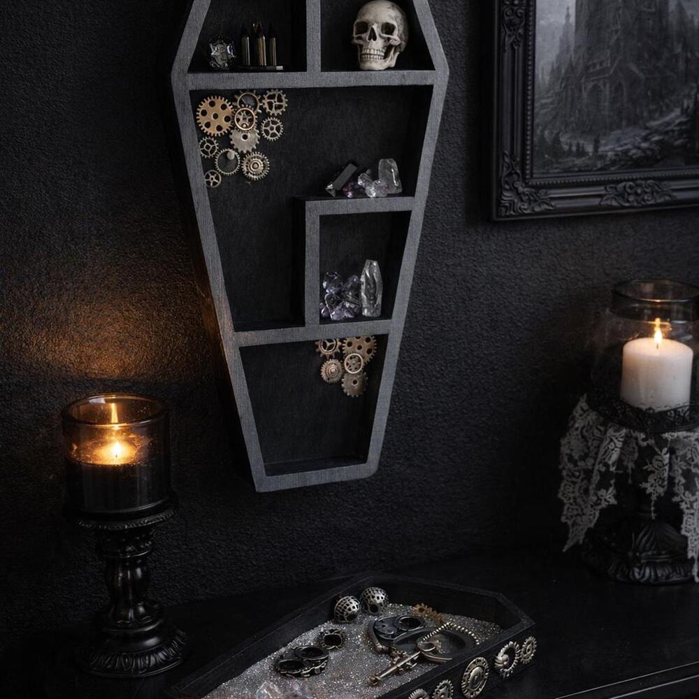 Coffin shelf with Steampunk gears